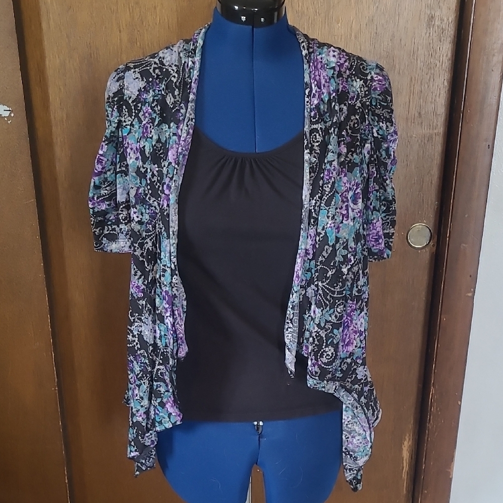 Floral Black and Purple Women's Sweater
